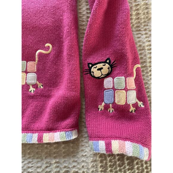 Vintage Christopher Banks Cardigan Sweater Womens L Pink Novelty Cat Print Zip - Picture 7 of 9